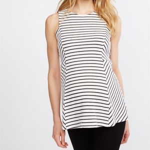 A Pea in the Pod Textured Stripe Peplum Maternity Top